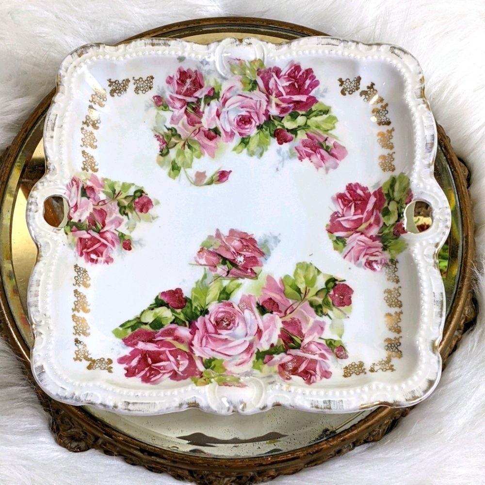PM Bavaria Moschendorf Square Cabinet Plate Roses